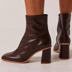 Free People Leather Ankle Boots Hot Fudge NWOT Size EU 40 US 10